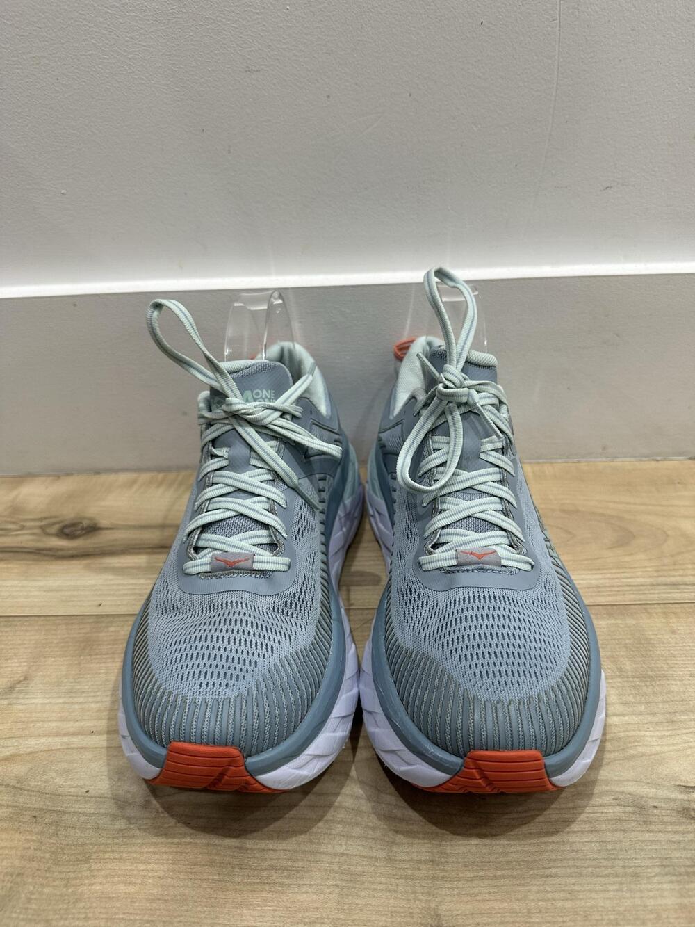 Hoka One One Bondi 7 Shoes Womens Size 9 Gray Mesh Cushioned Running Sneakers